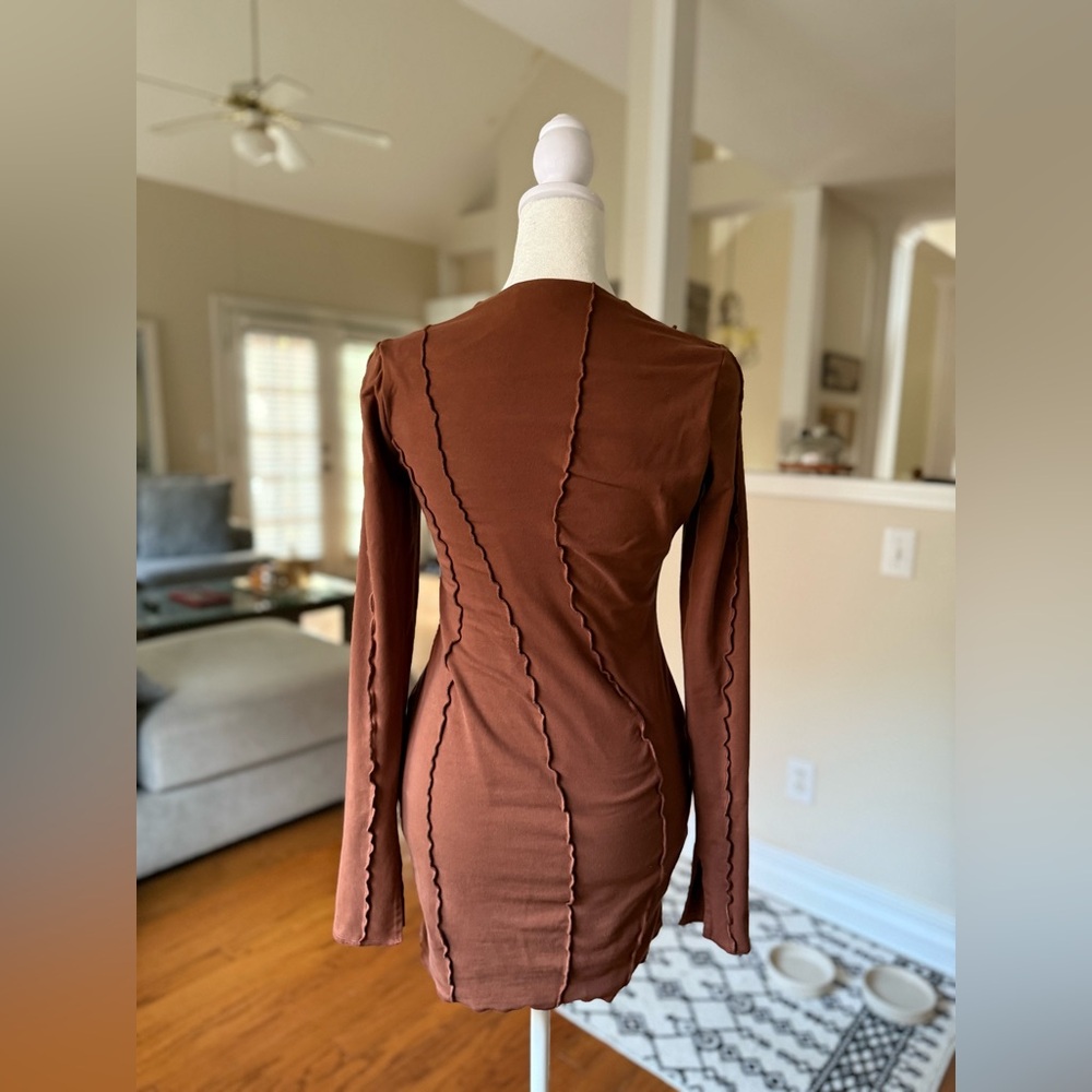 Oh Polly Chocolate Long Sleeve Dress - Picture 5 of 8